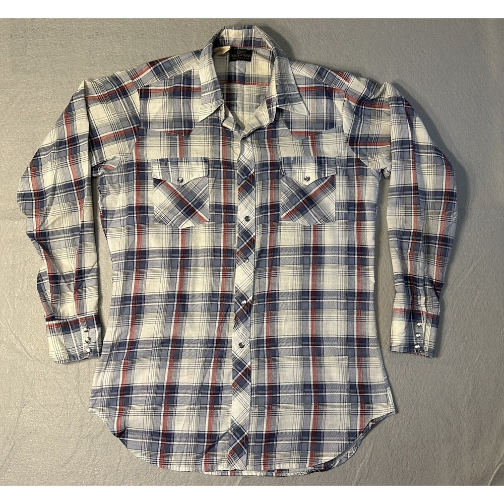 Sears Western Wear Mens L Tall Pearl Snap Single Stitch Shirt Rockabilly Vintage